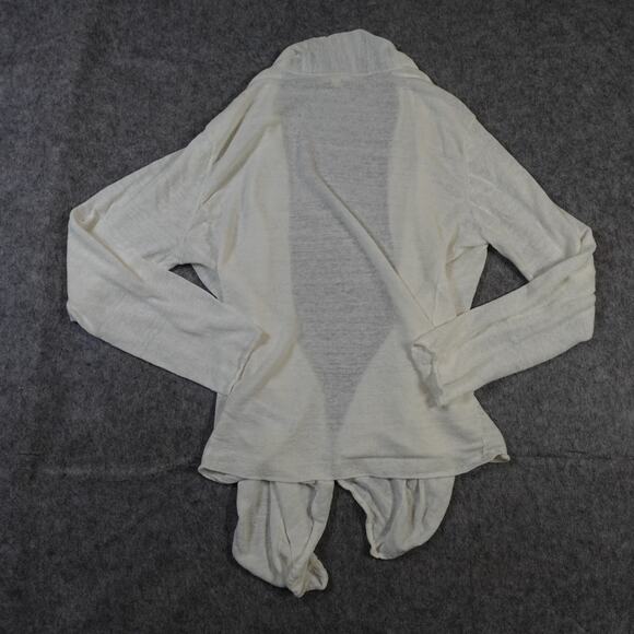 Eileen Fisher Cardigan Womens Large Linen Blend Open Knit Waterfall Beachy White - Picture 4 of 10